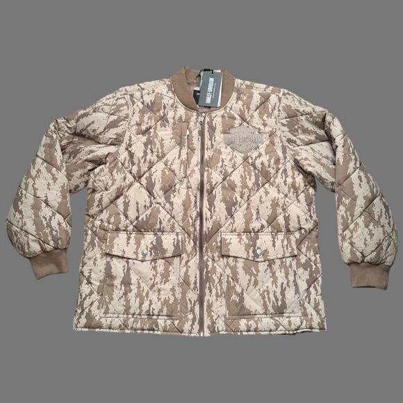 Harley-Davidson Men's Park Bomber Jacket Camo Brown Size XXL NWT - Picture 1 of 7